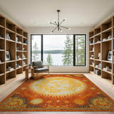 Cosmic Sun Mandala Boho Area Rug