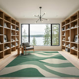 Green Layered Green Wave Abstract Area Rug