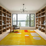 Vibrant Yellow Geometric Abstract Area Rug