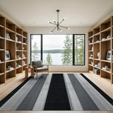 Black and White Geometric Modern Bold Black White Striped Geometric Rug