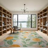 Watercolor Orange Fruit Pattern Area Rug