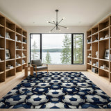 Blue and Teal Navy Soccer Ball Stack Area Rug