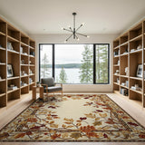 Cream Area Rug with Autumn Leaf Berry Border