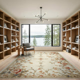 Ivory Rose Floral Vintage Area Rug