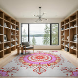 Pink Traditional Persian Vibrant Pink Mandala Area Rug