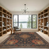 Dark Floral Medallion Persian Area Rug