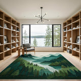 Serene Green Mountain Valley Area Rug
