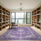 Exquisite Purple Persian Floral Medallion Rug