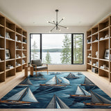 Sailboat Regatta Ocean Waves Area Rug