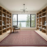 Red Red Geometric Maze Area Rug