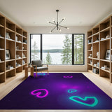 Neon Hearts Galaxy Glow Area Rug