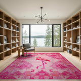 Vibrant Pink Flamingo Southwestern Area Rug