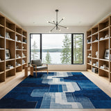 Navy Blue Overlapping Geometric Area Rug