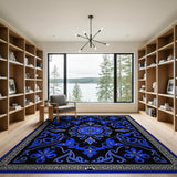 Blue and Teal Blue Persian Floral Area Rug