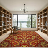 Ornate Red Gold Traditional Persian Area Rug
