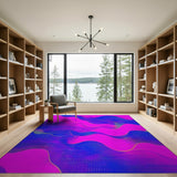 Vibrant Blue Pink Wave Geometric Area Rug