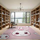 Kawaii Pink Bunny Cartoon Area Rug