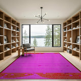 Vibrant Pink Dotted Area Rug with Red Border