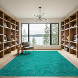 Abstract Area Blue and Teal Teal Abstract Wave Area Rug