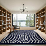 Blue and Teal Navy Zigzag Geometric Area Rug