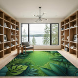 Boho Chic Lush Monstera Leaf Green Area Rug