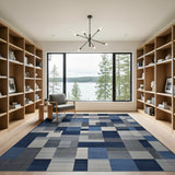 Navy Blue Patchwork Geometric Area Rug
