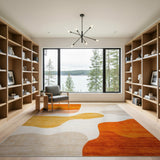Multi-color and Patterns Wavy Orange Abstract Area Rug
