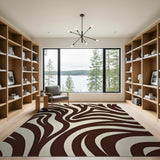 Wavy Brown Zebra Stripe Area Rug
