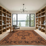 Distressed Orange Vintage Medallion Rug