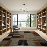 Textured Geometric Brown Tan Area Rug