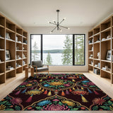 Vibrant Chrysanthemum Persian Rug with Tassels