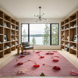 Playful Cherry Pink Fruit Pattern Area Rug