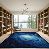 Spiral Galaxy Cosmic Blue Area Rug