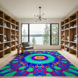 Radiant Multi-Color Geometric Sunburst Rug