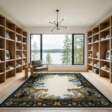 Golden Cheetahs in Ornate Tree Border Rug
