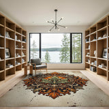 Vintage Orange Filigree Leaf Area Rug