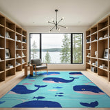 Playful Cartoon Whale Ocean Kids Rug