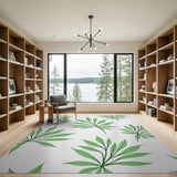 Coastal Beach Green Palm Frond Area Rug