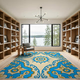 Blue Teal Persian Star Medallion Rug