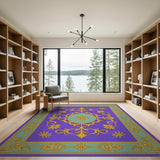 Purple Purple Medallion Traditional Persian Rug