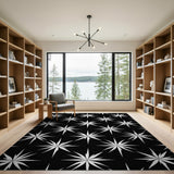 Starburst Geometric Black White Area Rug