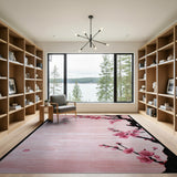 Pink Cherry Blossom Branch Floral Vintage Area Rug