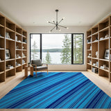 Bold Navy Blue Diagonal Stripe Area Rug
