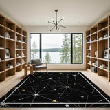 Gold Silver Starburst Geometric Area Rug