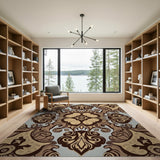 Ornate Brown Tan Traditional Persian Rug