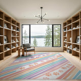 Pastel Paw Print Kids Washable Area Rug