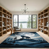 Howling Wolf Full Moon Mountain Area Rug
