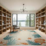 Multi-color and Patterns Coastal Seashell Starfish Area Rug