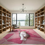 Geometric Modern Vibrant Pink Geometric Shag Area Rug