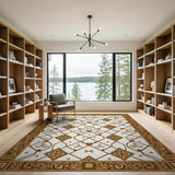 Ivory Gold Lattice Persian Area Rug